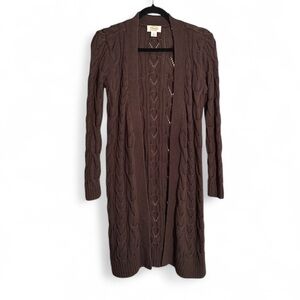 Talbots Brown Cable Knit Women's Cardigan | Cottagecore Sweater size 8